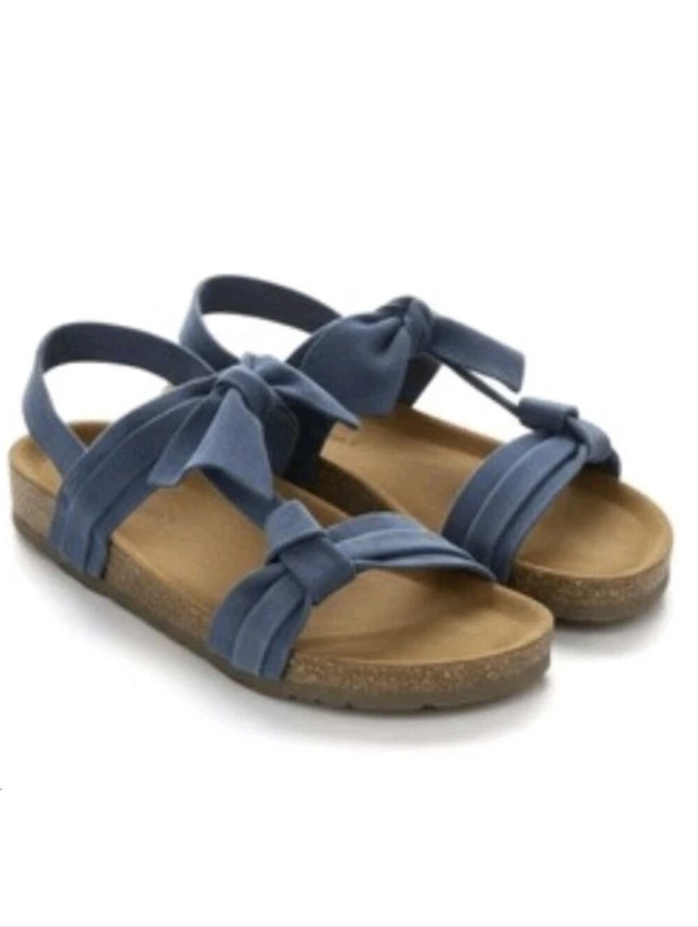 Sundance Tigerlily Sandals Blue Suede Leather Cork Insole Shoes Boho Italy Sz 7